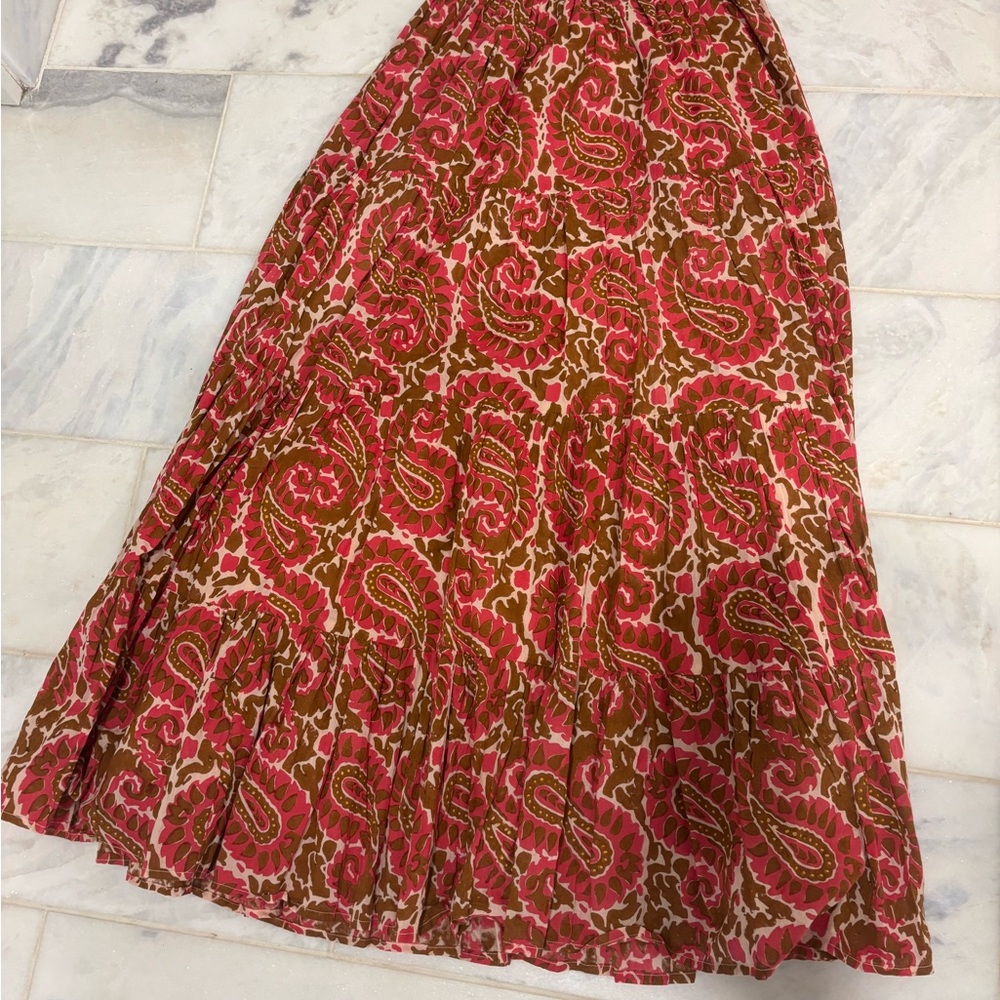 Cleobella Pink and Brown Paisley Maxi Skirt